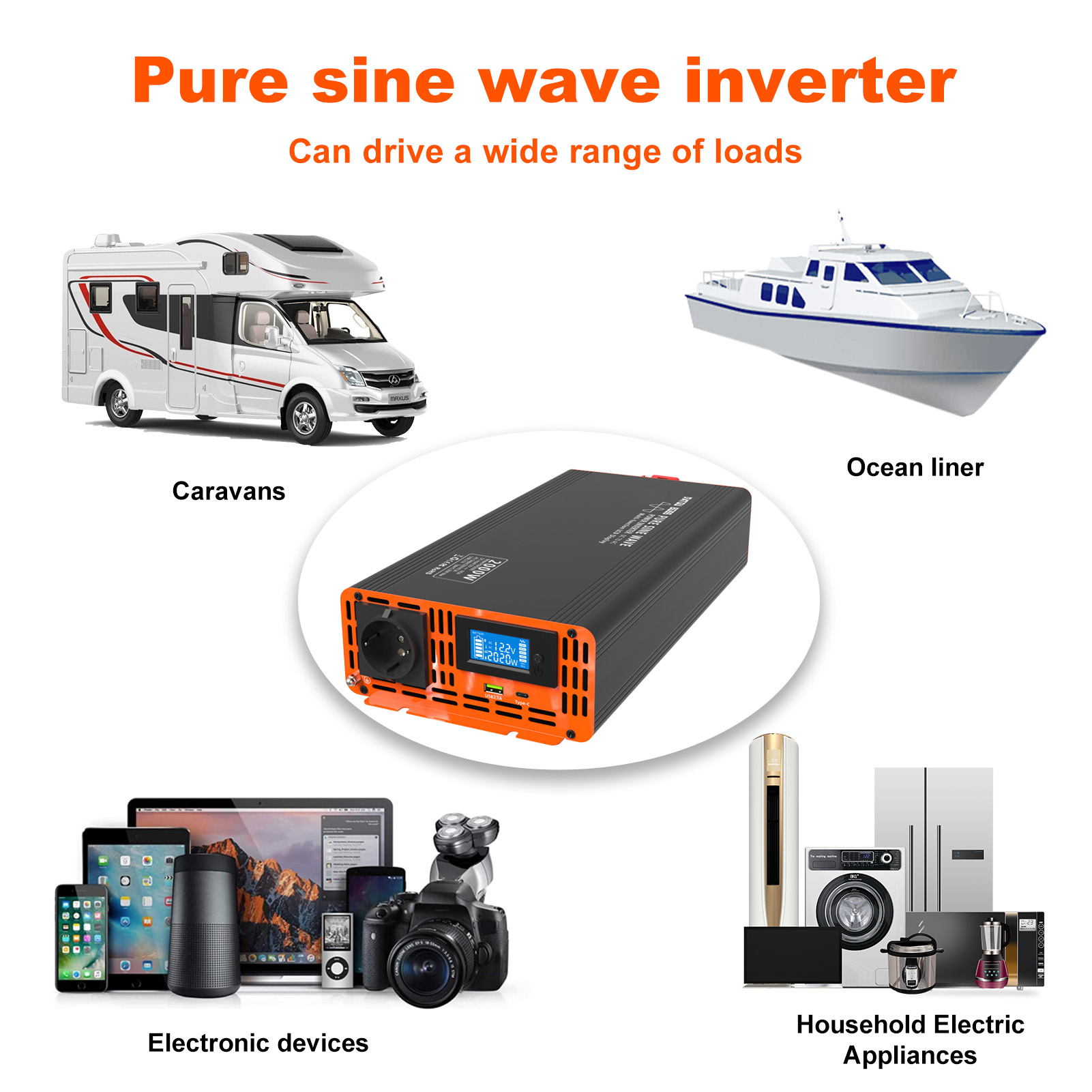 Peak 4000 W 12 V 24 V 48 V DC  – Power Inverter 12V 220V 4000W Continuous Bewertung und Preis